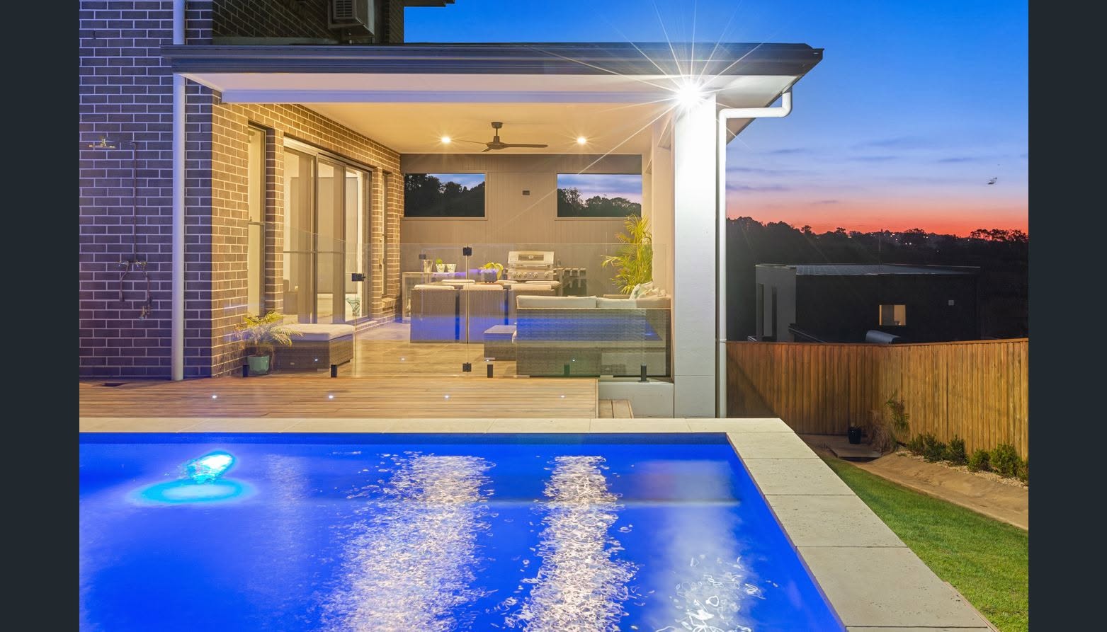 Brick home & pool